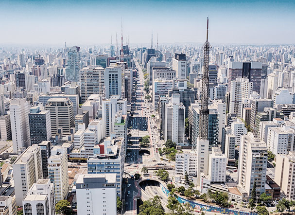 Visão superior do centro urbano da cidade de São Paulo